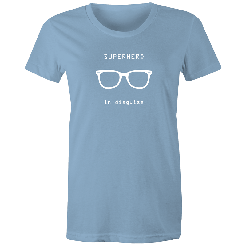 Superhero In Disguise - Women's T-shirt Carolina Blue Womens T-shirt comic Funny Womens