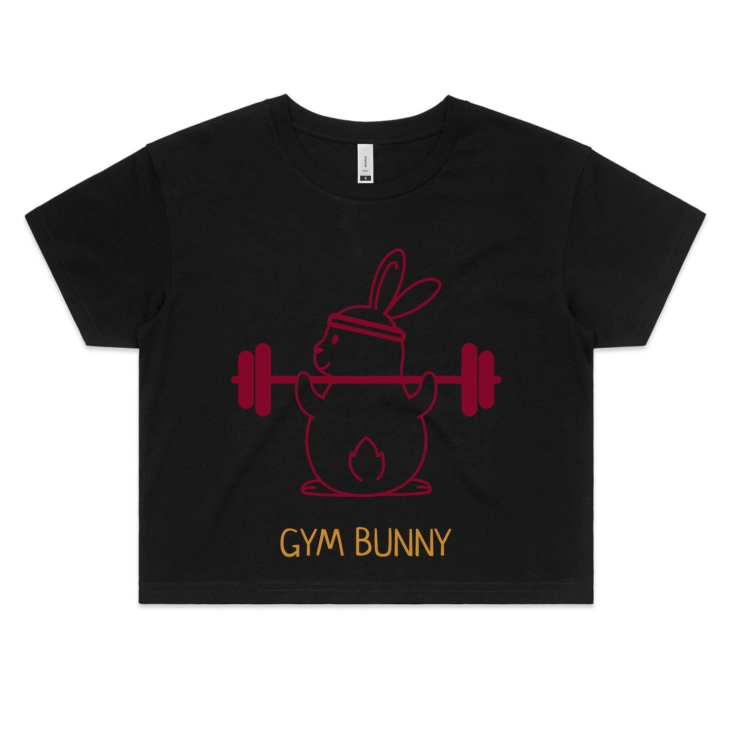 Gym Bunny - Womens Crop Tee Black Fitness Crop animal Fitness Funny Womens