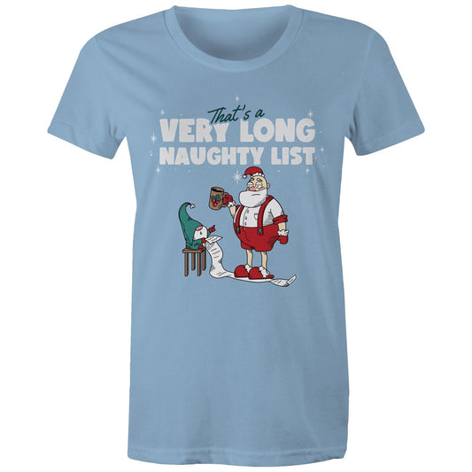 Santa's Naughty List - Womens T-shirt Carolina Blue Christmas Womens T-shirt Merry Christmas