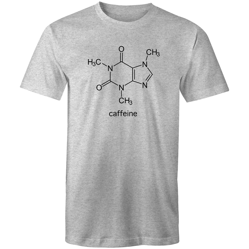 Caffeine Molecule - Mens T-Shirt Grey Marle Mens T-shirt Coffee Mens Science