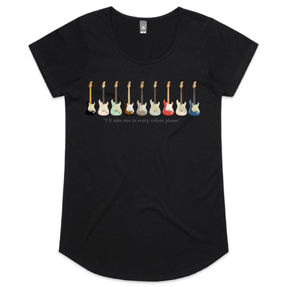 Guitars In Every Colour - Womens Scoop Neck T-Shirt Black Womens Scoop Neck T-shirt Music