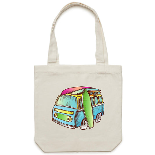 Surf Trip - Canvas Tote Bag Cream One-Size Tote Bag Summer Surf