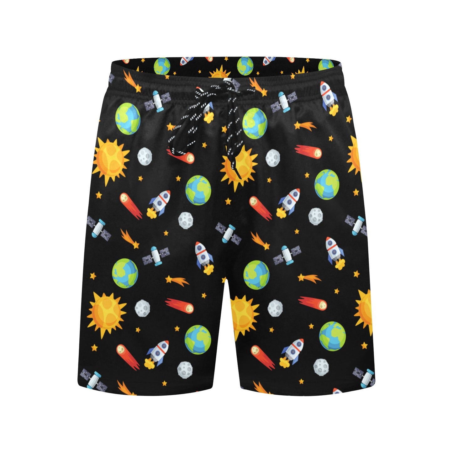 Busy Space - Men's Mid-Length Beach Shorts Men's Mid-Length Beach Shorts Space