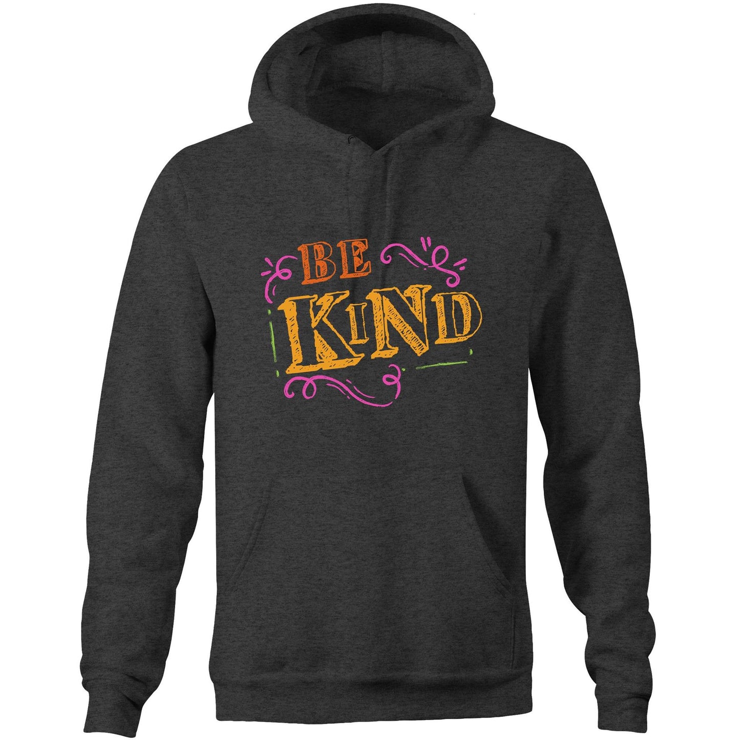 Be Kind - Pocket Hoodie Sweatshirt Asphalt Marle Hoodie
