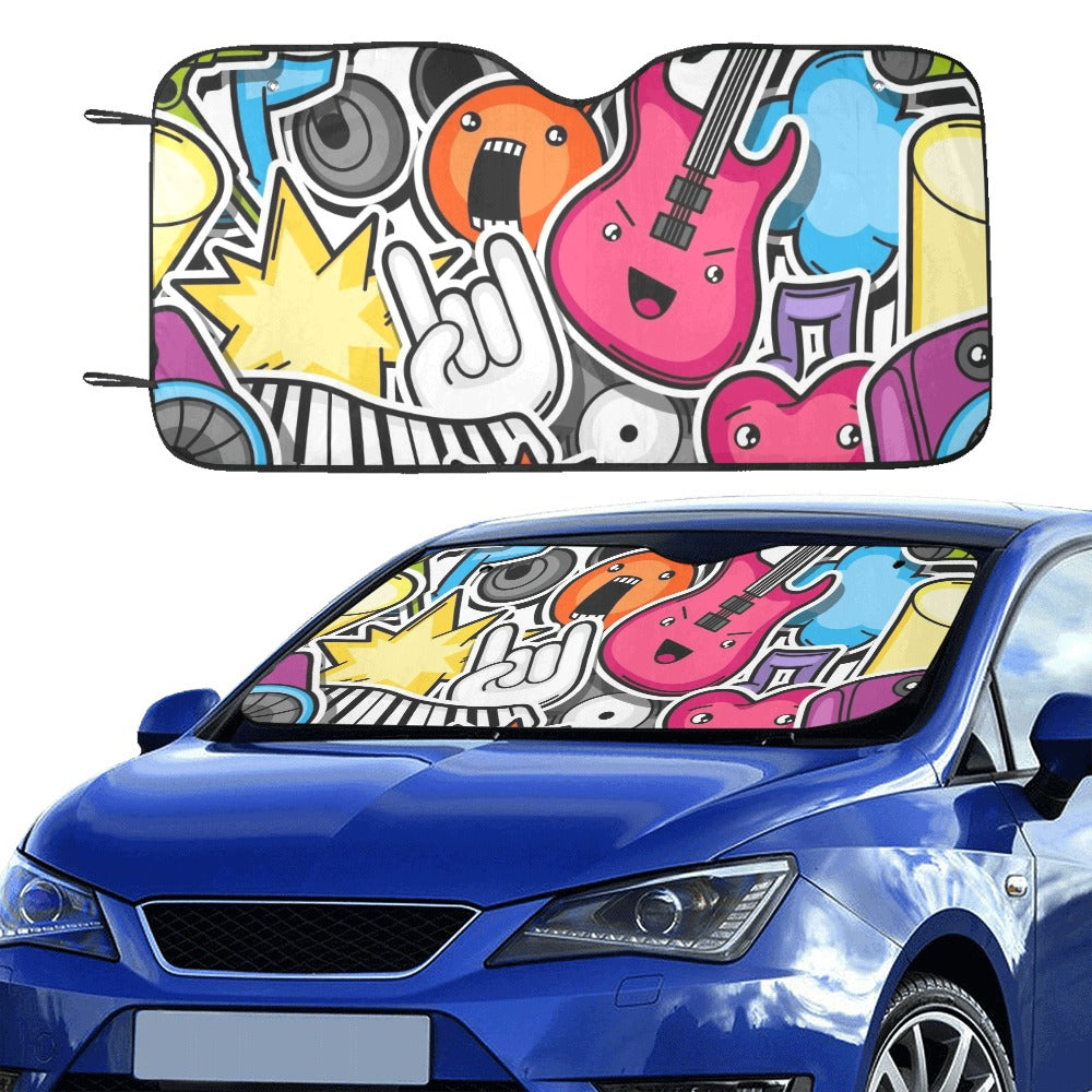 Sticker Music - Car Sun Shade 55"x30" Car Sun Shade 55"x30"