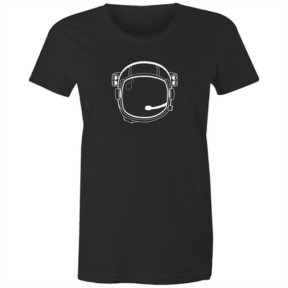 Astronaut Helmet - Women's T-shirt Black Womens T-shirt Space Womens