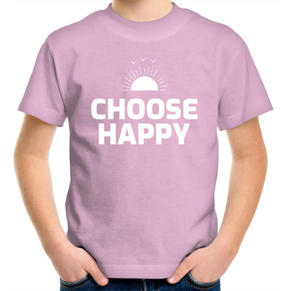 Choose Happy - Kids Youth Crew T-Shirt Pink Kids Youth T-shirt