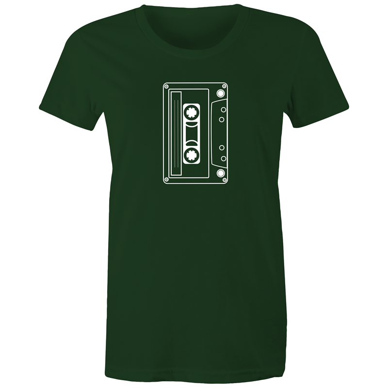 Cassette - Women's T-shirt Forest Green Womens T-shirt Music Retro Womens