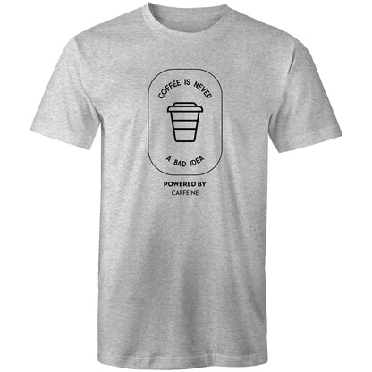Powered By Caffeine - Mens T-Shirt Grey Marle Mens T-shirt Coffee Mens
