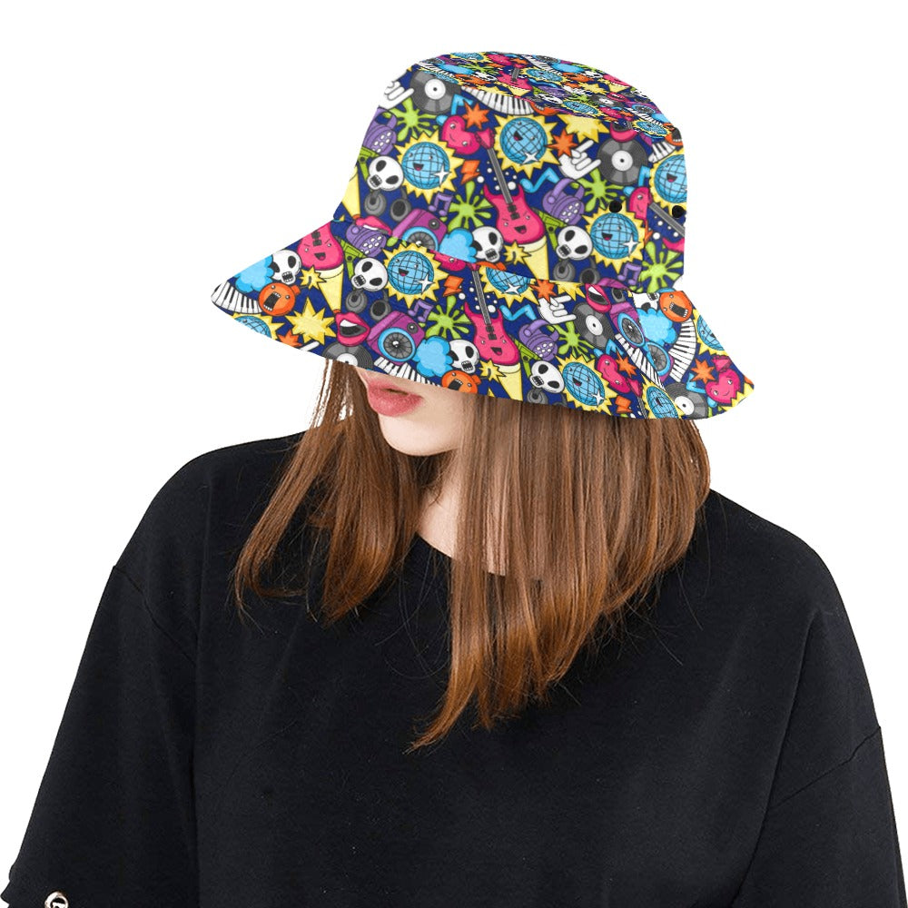 Sticker Music - Bucket Hat Bucket Hat for Women Music Printed Offshore