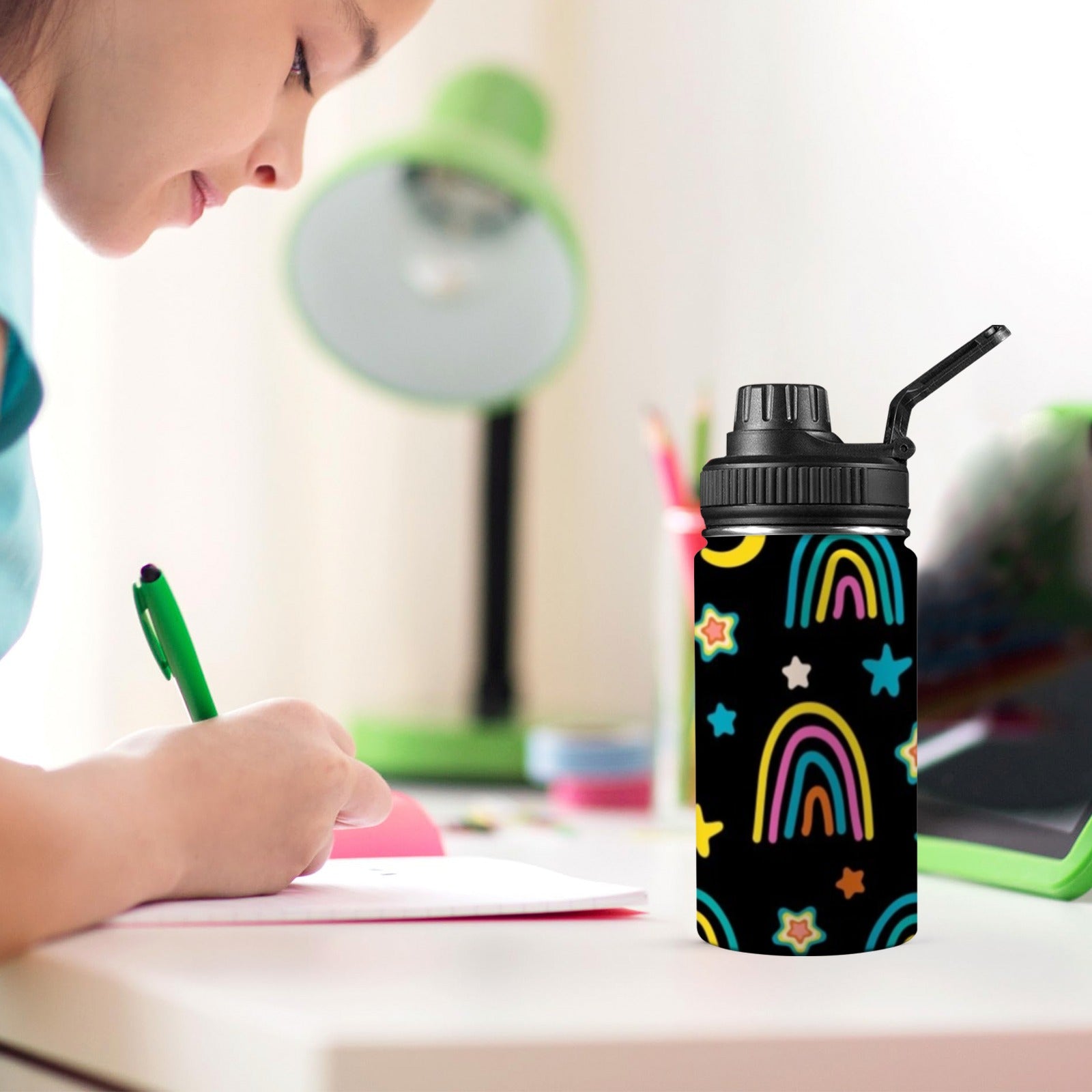 Rainbows - Kids Water Bottle with Chug Lid (12 oz) Kids Water Bottle with Chug Lid