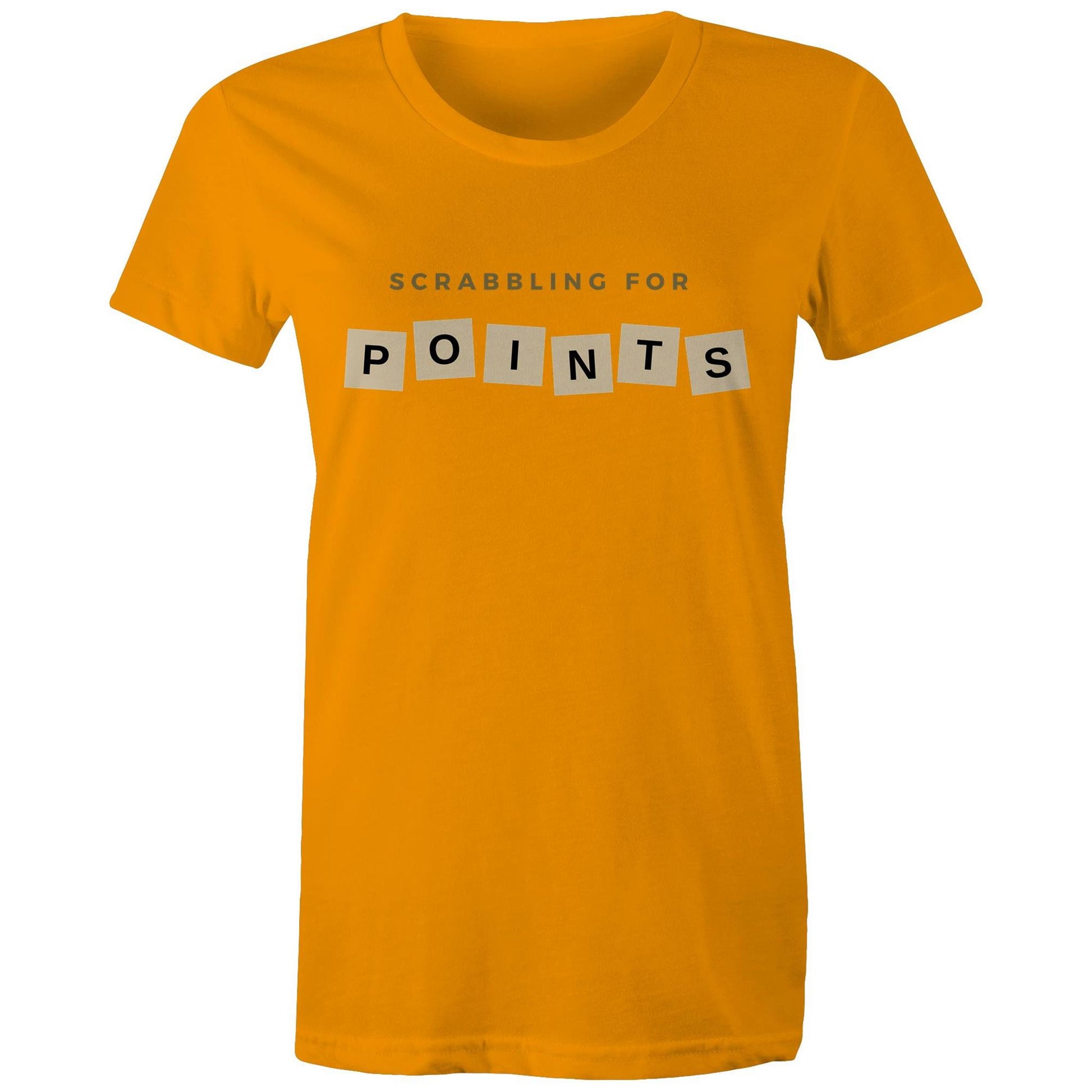 Scrabbling For Points - Womens T-shirt Orange Womens T-shirt Games
