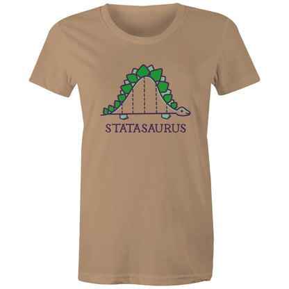 Statasaurus - Womens T-shirt Tan Womens T-shirt animal Maths Science