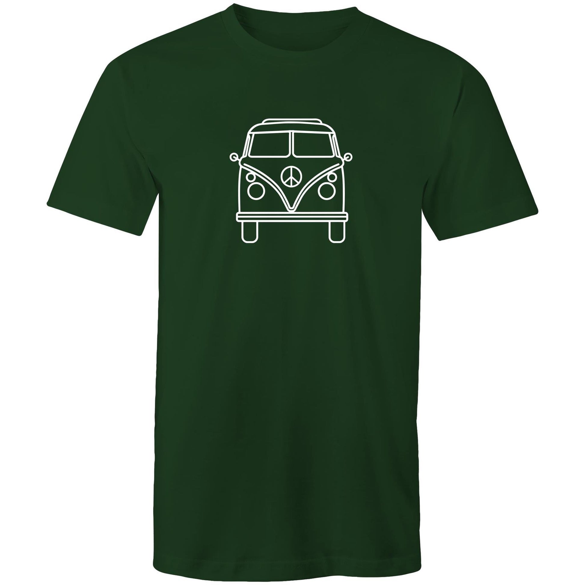 Beach Van - Mens T-Shirt Forest Green Mens T-shirt Mens Retro Summer