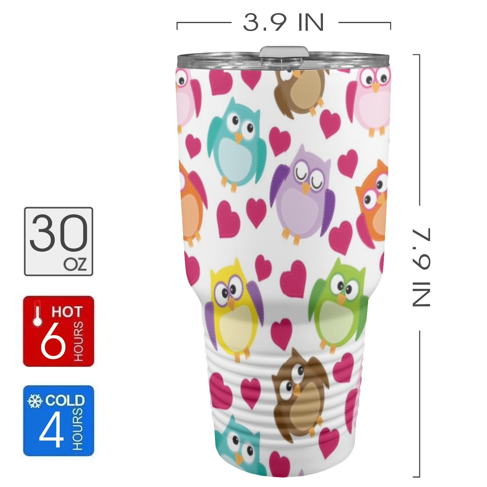 Cute Owls - 30oz Insulated Stainless Steel Mobile Tumbler 30oz Insulated Stainless Steel Mobile Tumbler animal