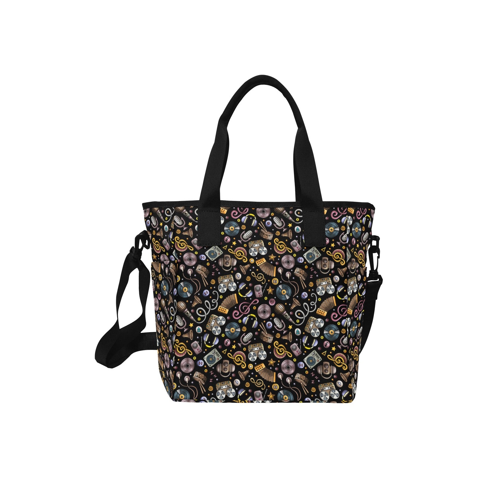 Retro Music Mix - Tote Bag with Shoulder Strap Nylon Tote Bag