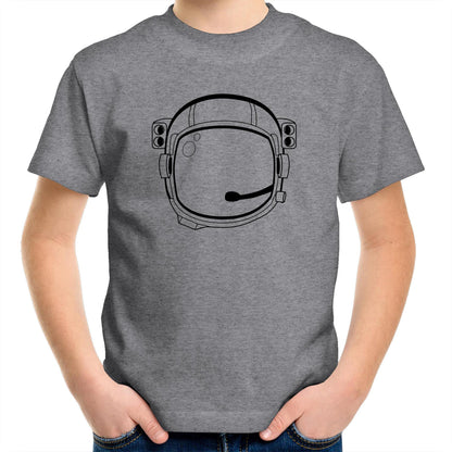Astronaut Helmet - Kids Youth Crew T-Shirt Grey Marle Kids Youth T-shirt Space