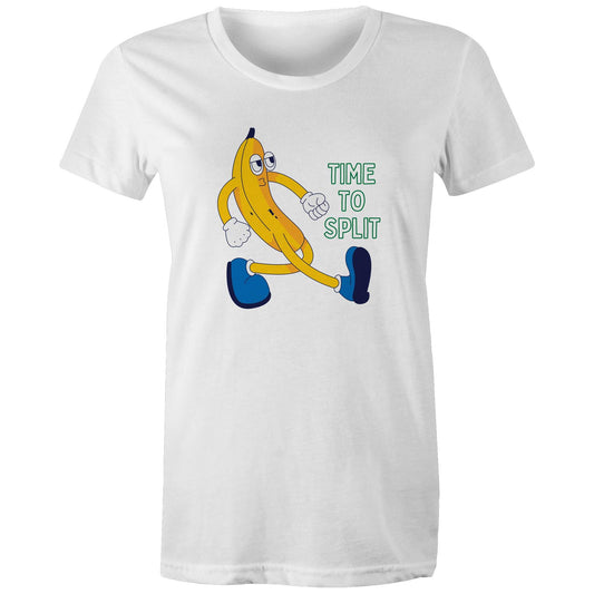 Banana, Time To Split - Womens T-shirt White Womens T-shirt Funny