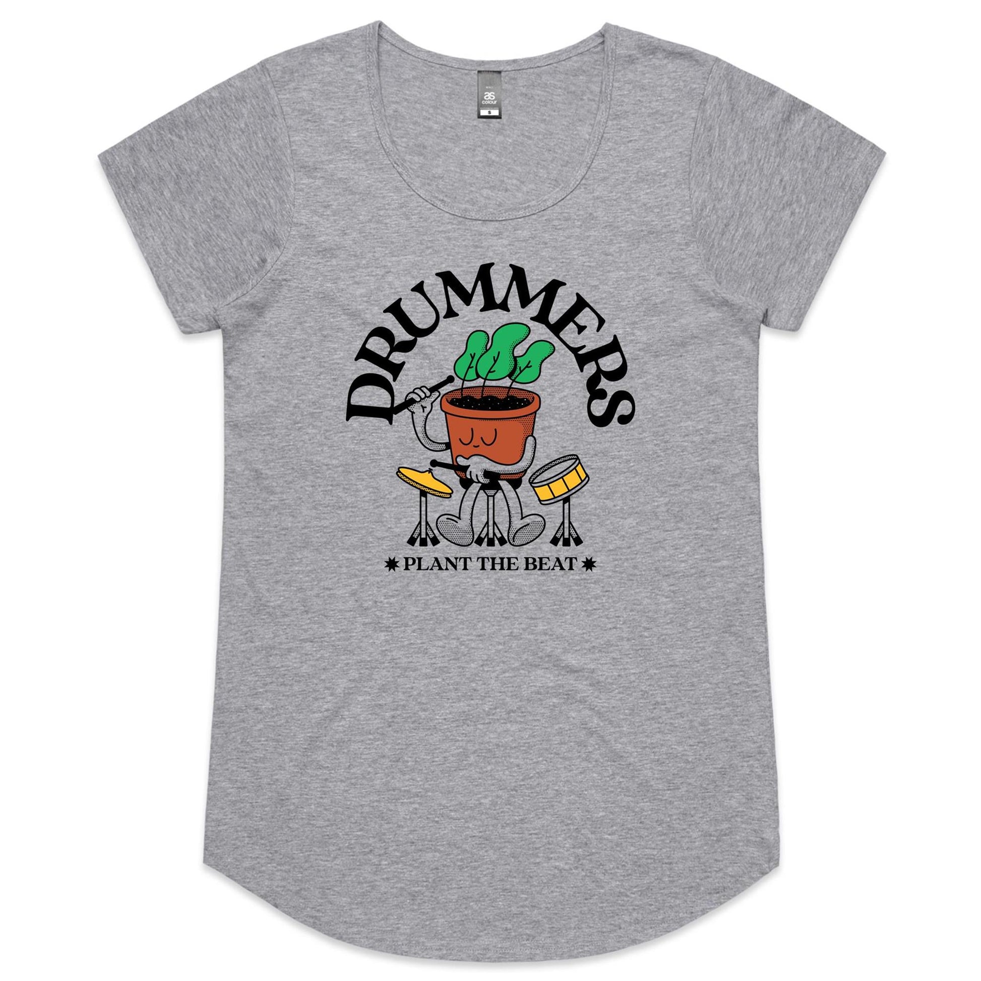 Drummers - Womens Scoop Neck T-Shirt Grey Marle Womens Scoop Neck T-shirt Music Plants