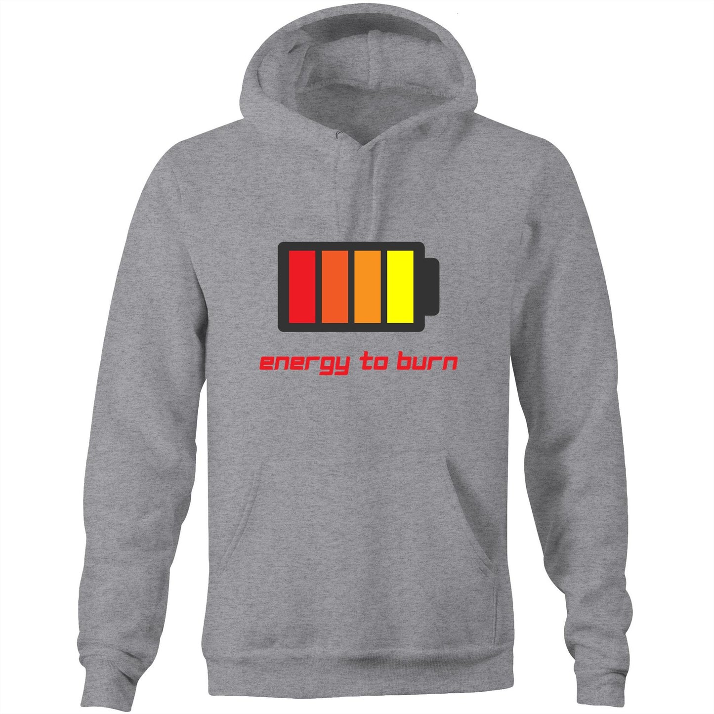 Energy To Burn - Pocket Hoodie Sweatshirt Grey Marle Hoodie Funny Mens Womens
