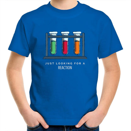 Test Tube, Just Looking For A Reaction - Kids Youth Crew T-Shirt Bright Royal Kids Youth T-shirt Science