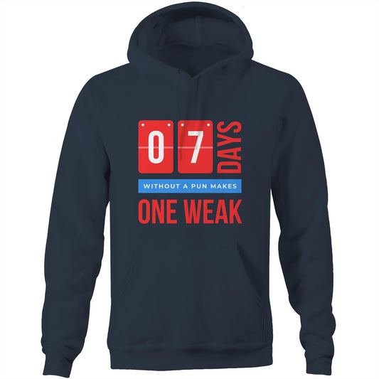 7 Days Without A Pun - Pocket Hoodie Sweatshirt Navy Heavyweight Hoodie Funny
