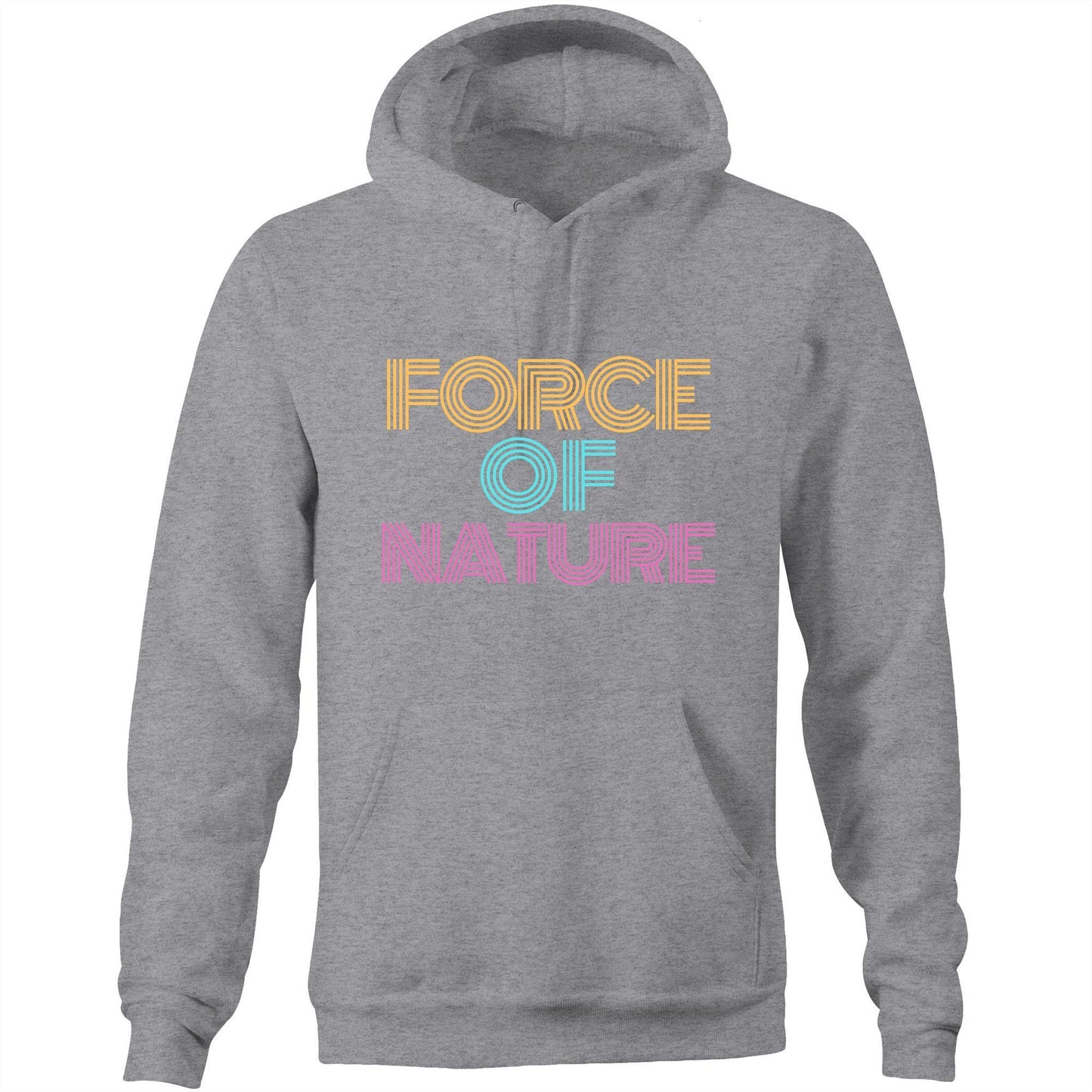 Force Of Nature - Pocket Hoodie Sweatshirt Grey Marle Hoodie Mens Womens