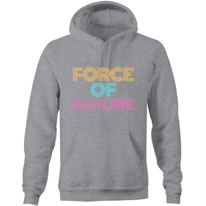 Force Of Nature - Pocket Hoodie Sweatshirt Grey Marle Hoodie Mens Womens