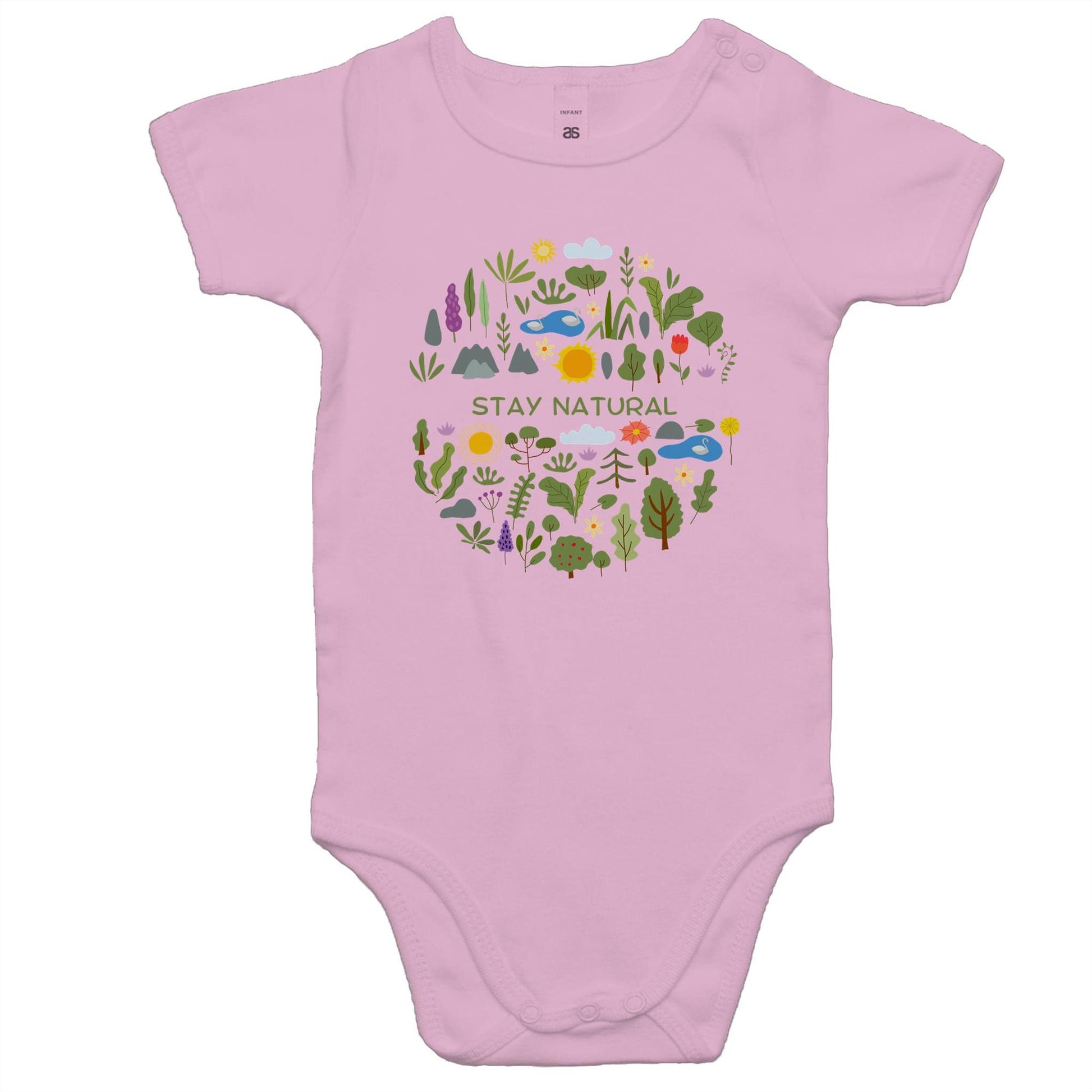Stay Natural - Baby Bodysuit Pink Baby Bodysuit Environment Plants
