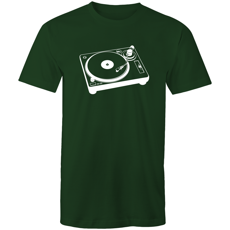 Turntable - Mens T-Shirt Forest Green Mens T-shirt Mens Music Retro