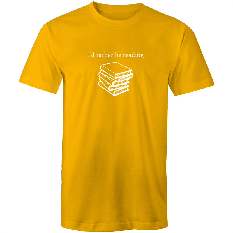 I'd Rather Be Reading - Mens T-Shirt Gold Mens T-shirt Funny Mens