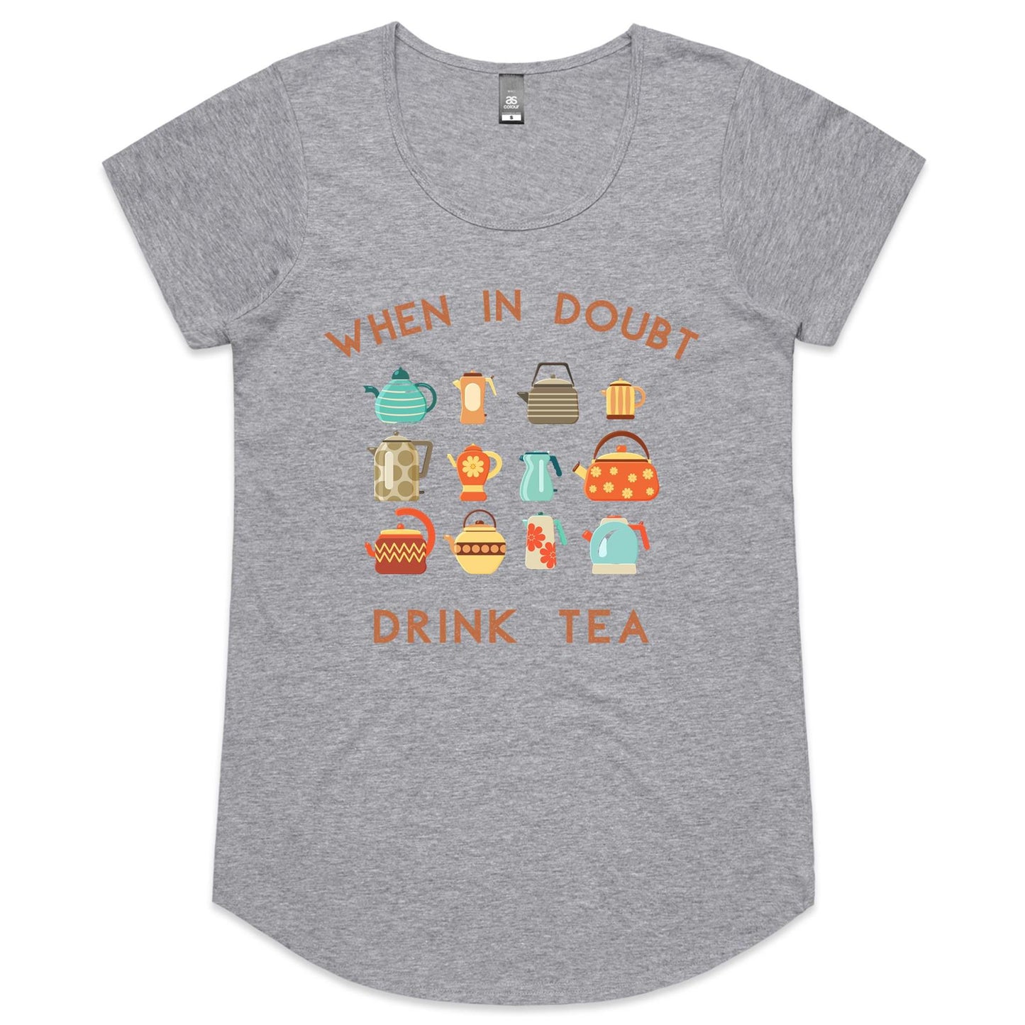 Drink Tea - Womens Scoop Neck T-Shirt Grey Marle Womens Scoop Neck T-shirt Tea Womens