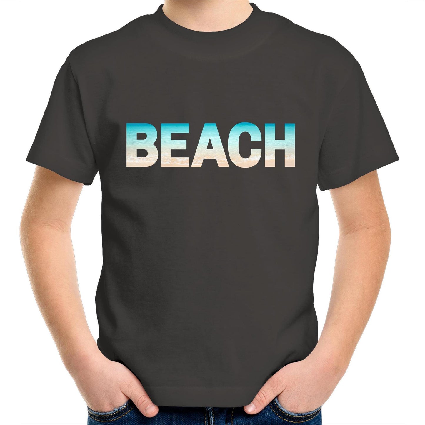 Beach - Kids Youth Crew T-Shirt Charcoal Kids Youth T-shirt Summer