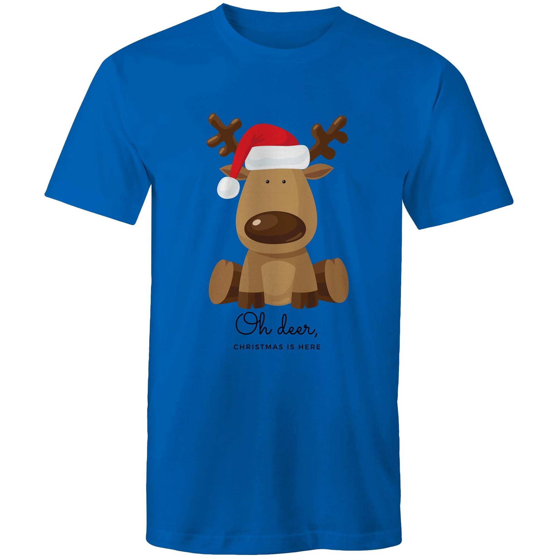 Oh Deer, Christmas Is Here - Mens T-Shirt Bright Royal Christmas Mens T-shirt Merry Christmas