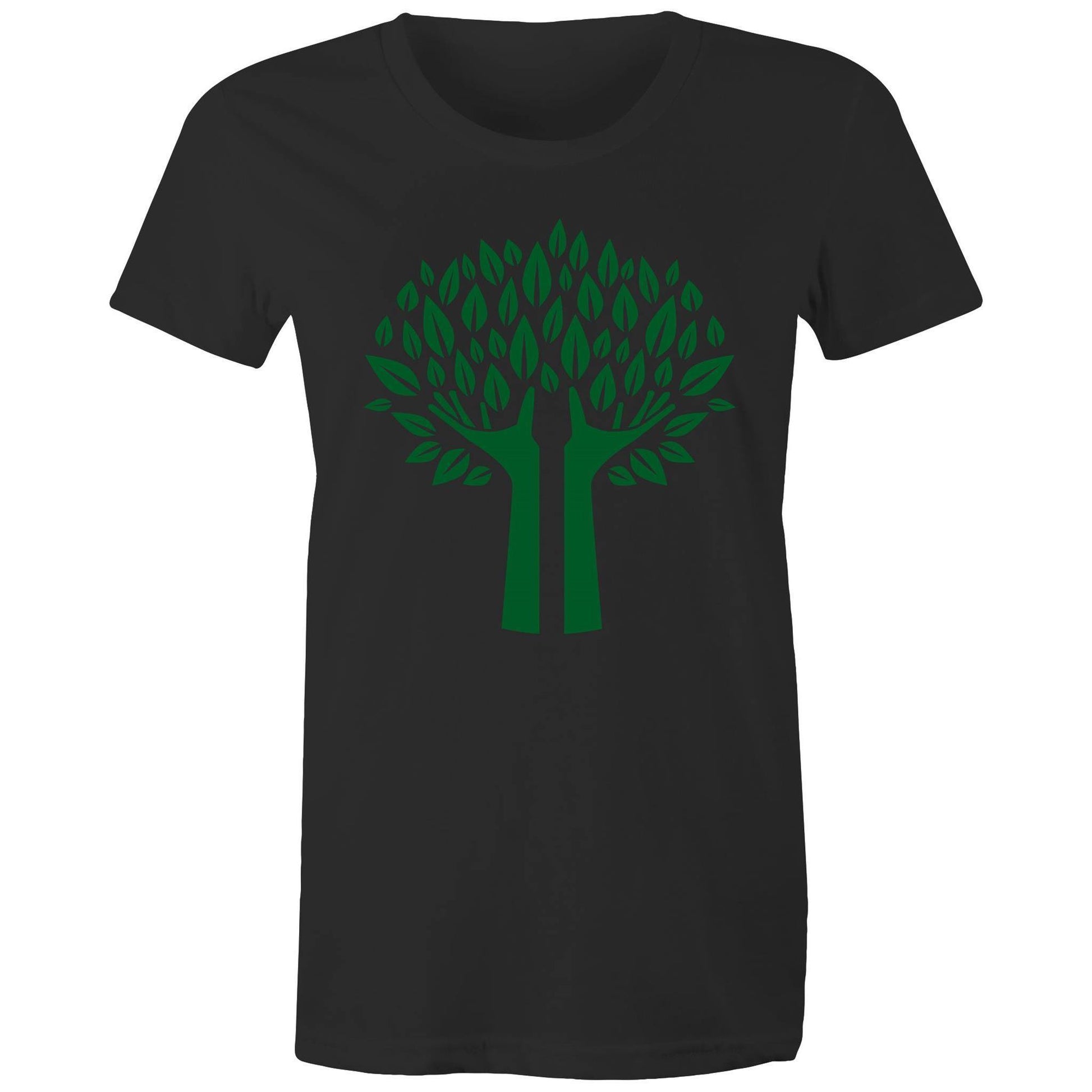 Green Tree - Women's Maple Tee Black Womens T-shirt Environment Plants Womens