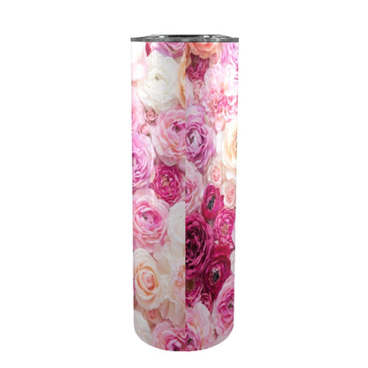 Pink Flowers - 20oz Tall Skinny Tumbler with Lid and Straw 20oz Tall Skinny Tumbler with Lid and Straw