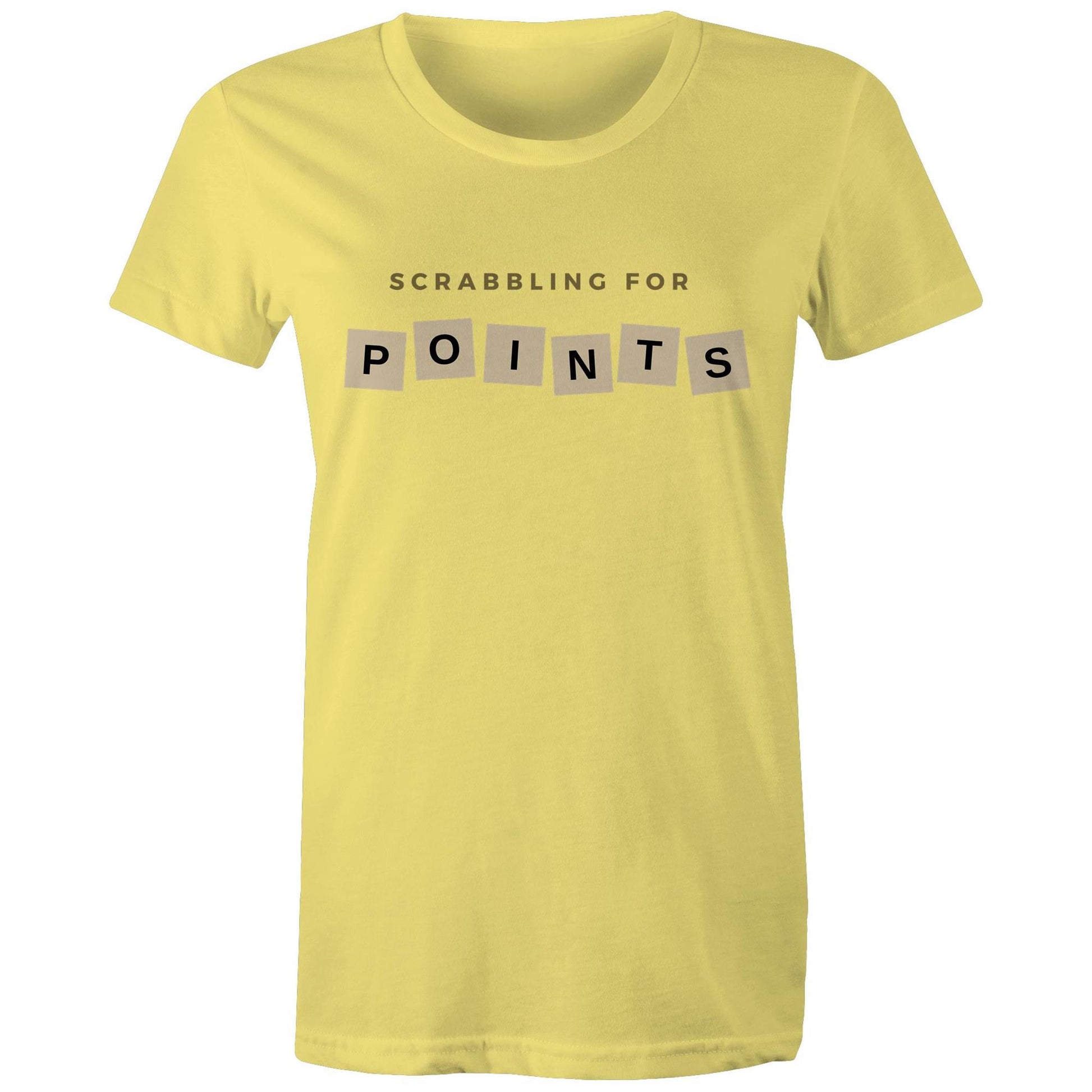 Scrabbling For Points - Womens T-shirt Yellow Womens T-shirt Games