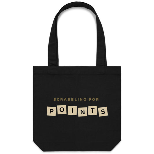 Scrabbling For Points - Canvas Tote Bag Black One Size Tote Bag Games