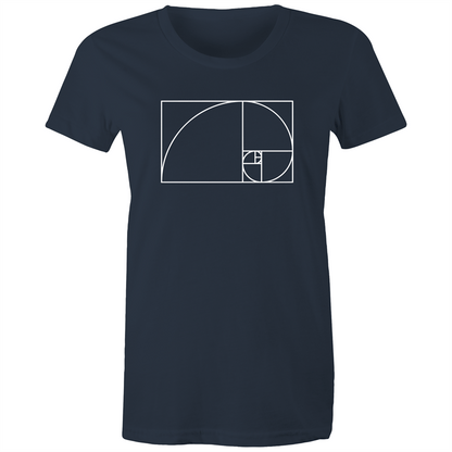Fibonacci - Women's T-shirt Navy Womens T-shirt Maths Science Womens