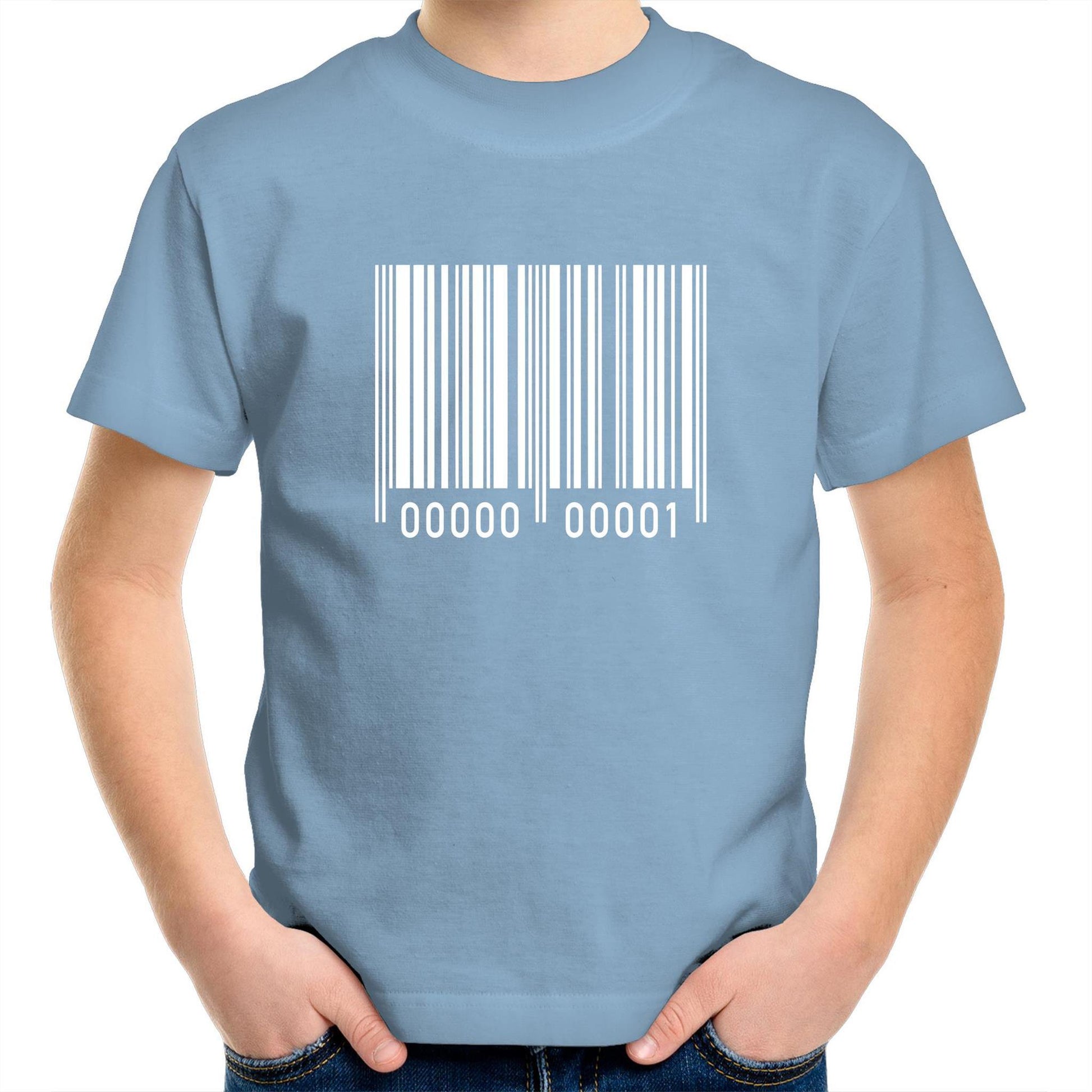 Barcode - Kids Youth Crew T-Shirt Carolina Blue Kids Youth T-shirt