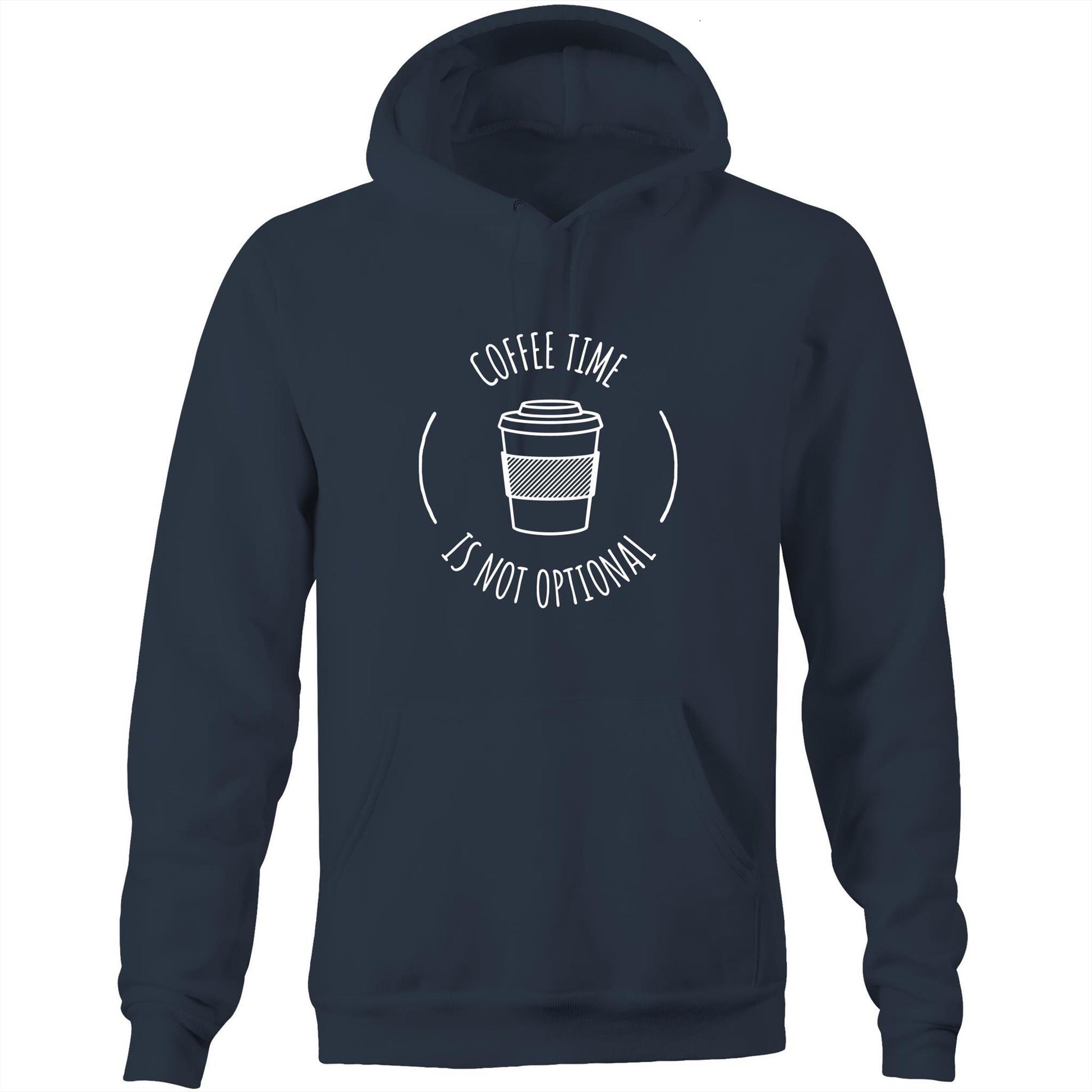 Coffee Time - Pocket Hoodie Sweatshirt Navy Hoodie Coffee Funny Mens Womens