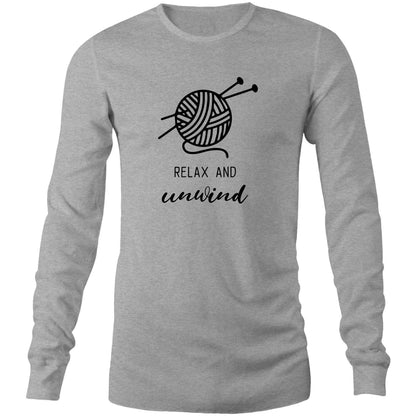 Relax And Unwind - Long Sleeve T-Shirt Grey Marle Unisex Long Sleeve T-shirt Mens Womens
