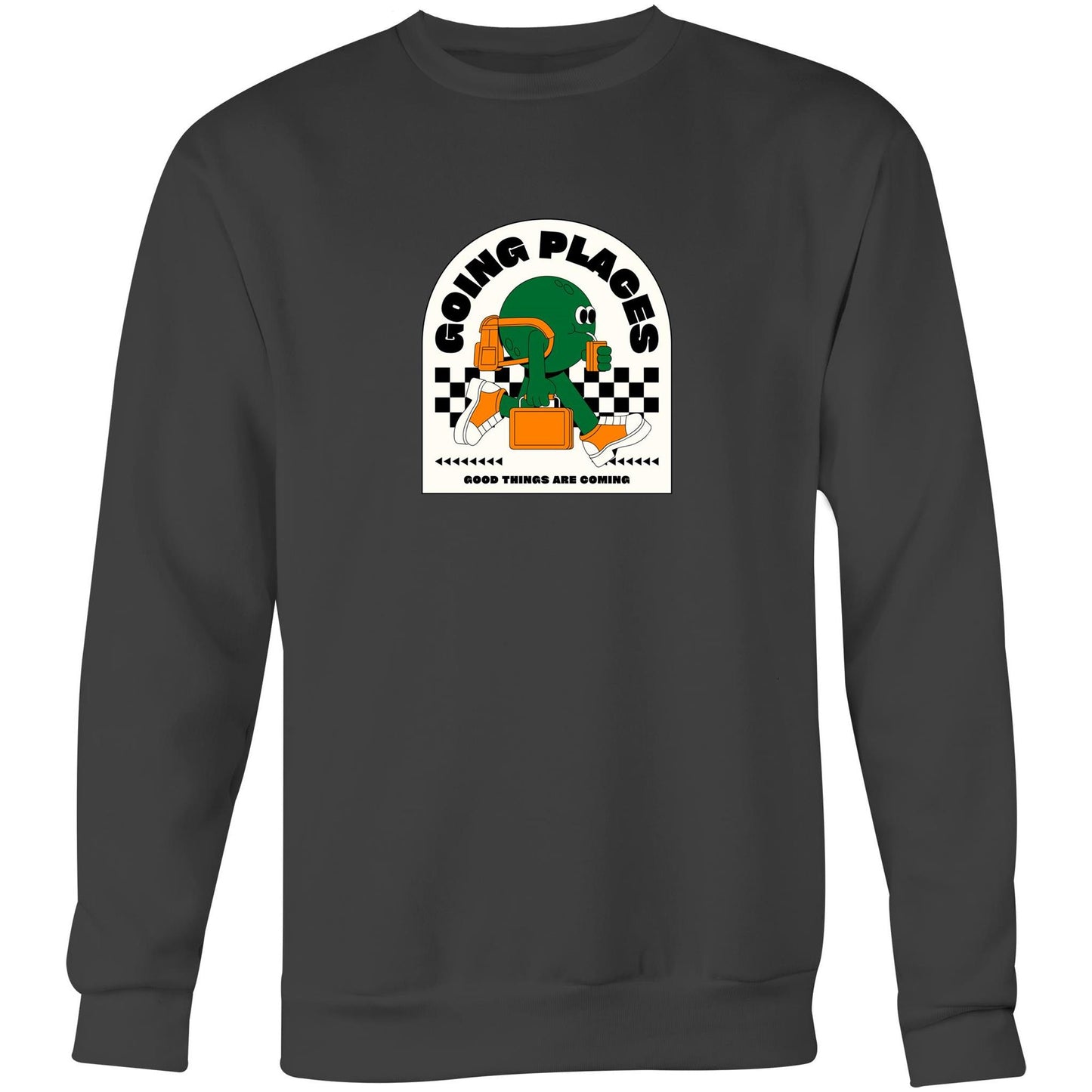 Going Places - Crew Sweatshirt Coal Sweatshirt Retro