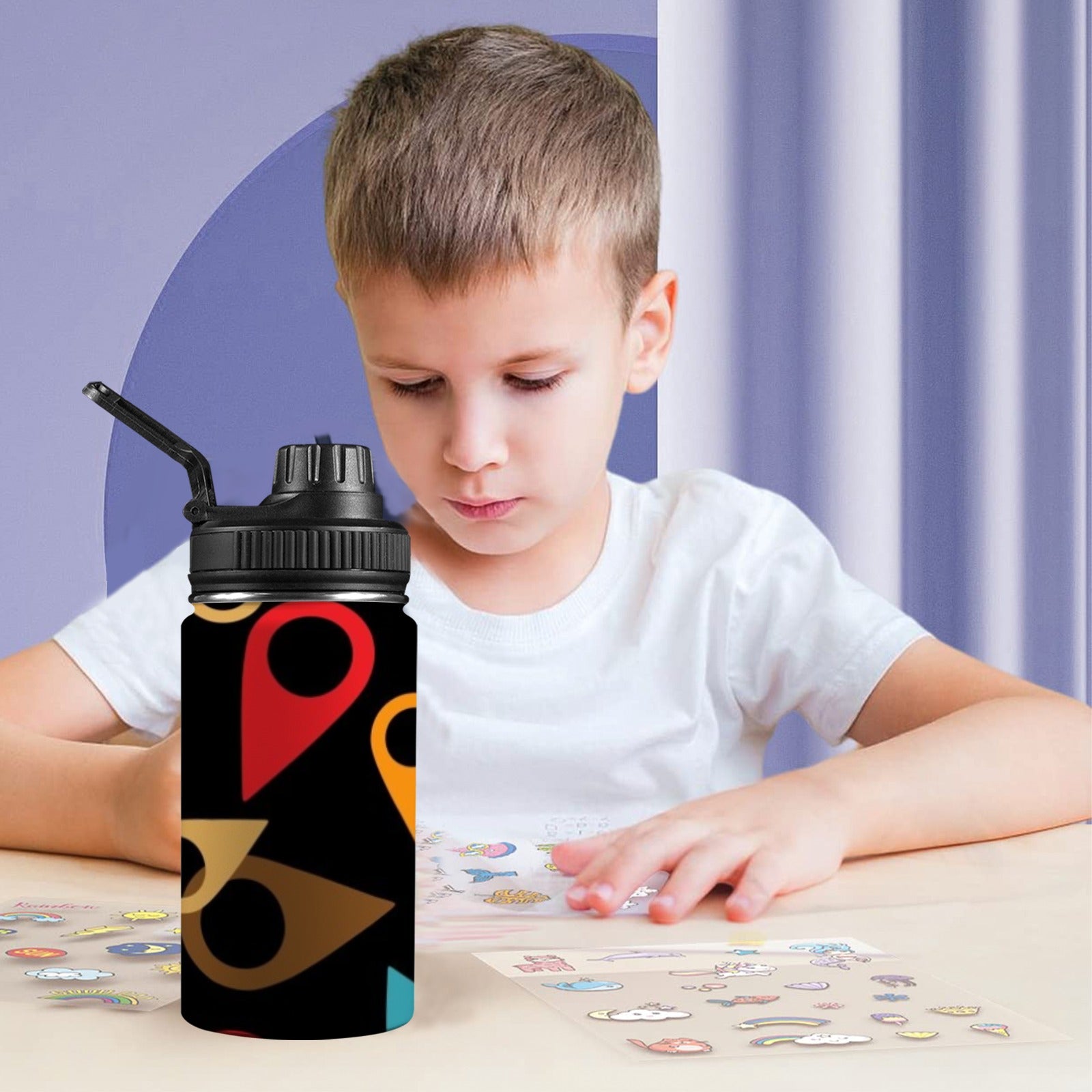 Where Am I - Kids Water Bottle with Chug Lid (12 oz) Kids Water Bottle with Chug Lid