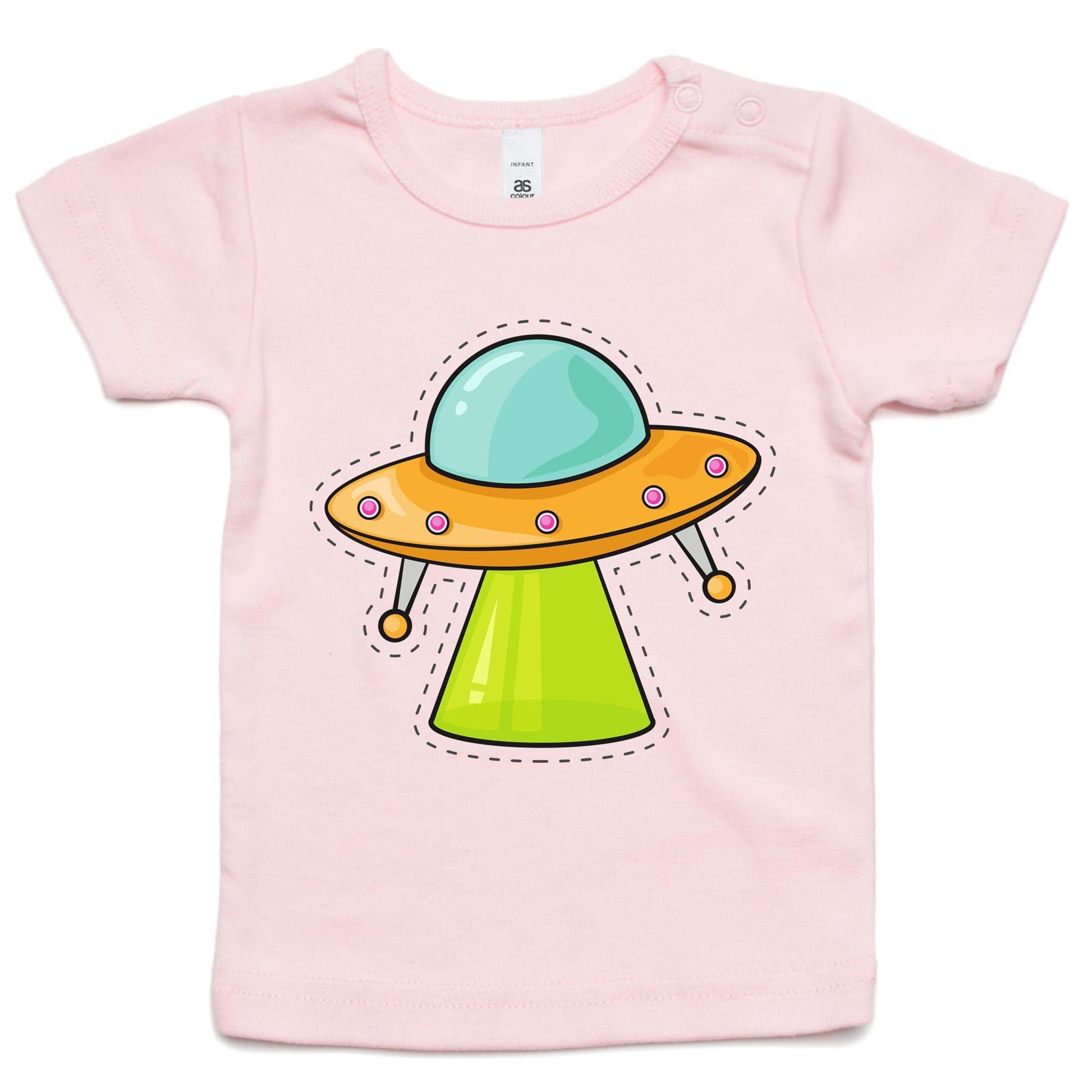 Alien UFO - Baby T-shirt Pink Baby T-shirt kids Retro Sci Fi Space
