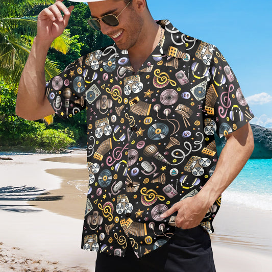Retro Music Mix - Mens Hawaiian Shirt Mens Hawaiian Shirt