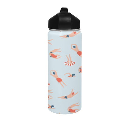 Summer Swim - Insulated Water Bottle with Straw Lid (18 oz) Insulated Water Bottle with Straw Lid Printed Offshore