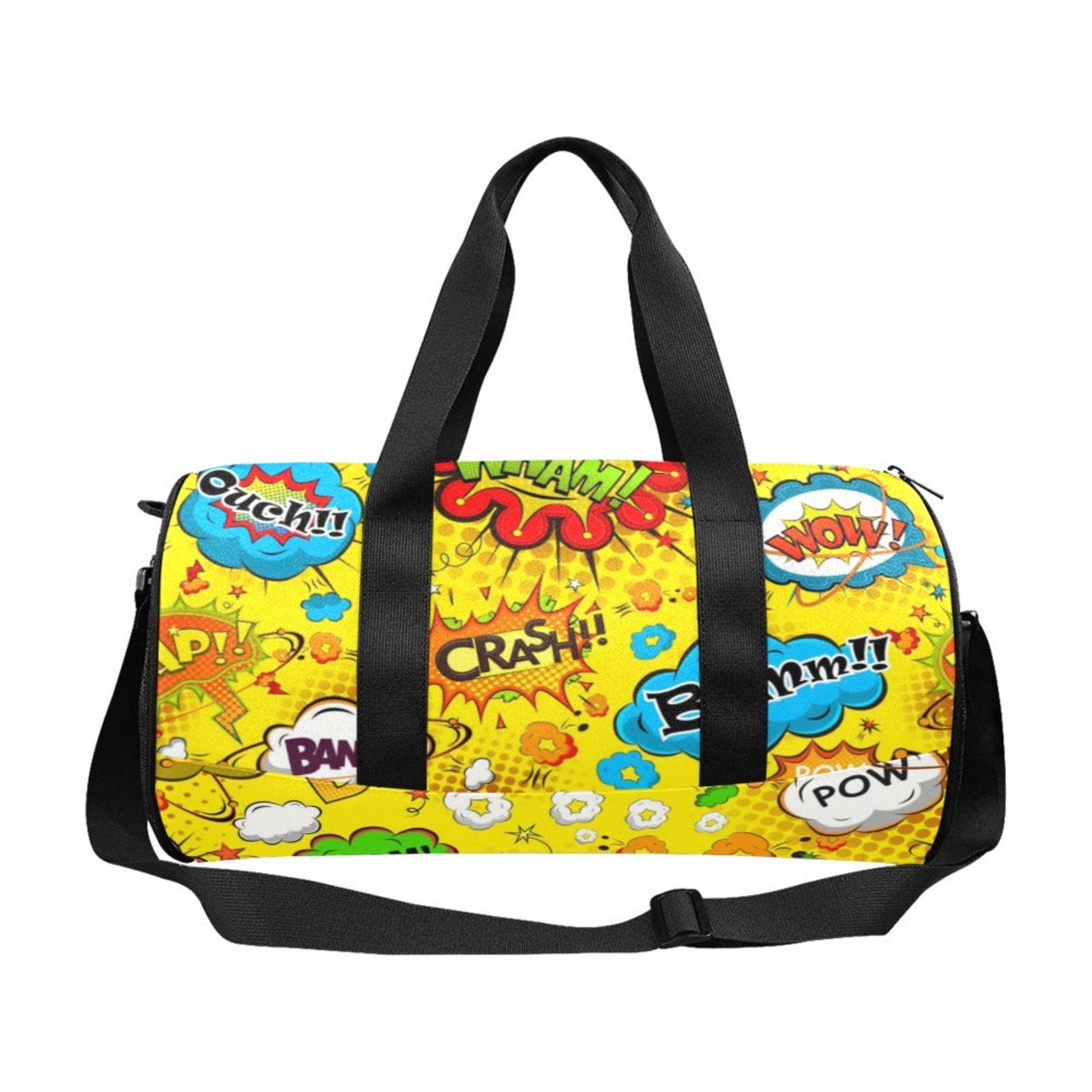 Comic Book Yellow - Round Duffle Bag Round Duffle Bag
