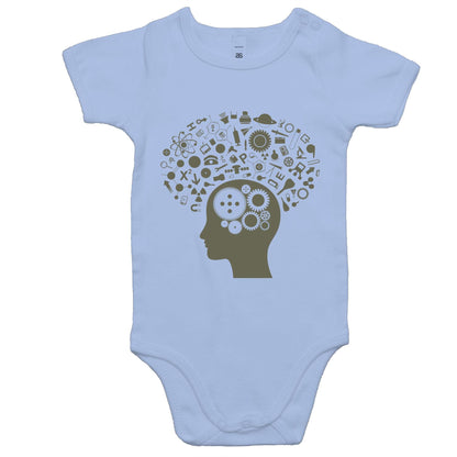 Science Brain - Baby Bodysuit Powder Blue Baby Bodysuit kids Science