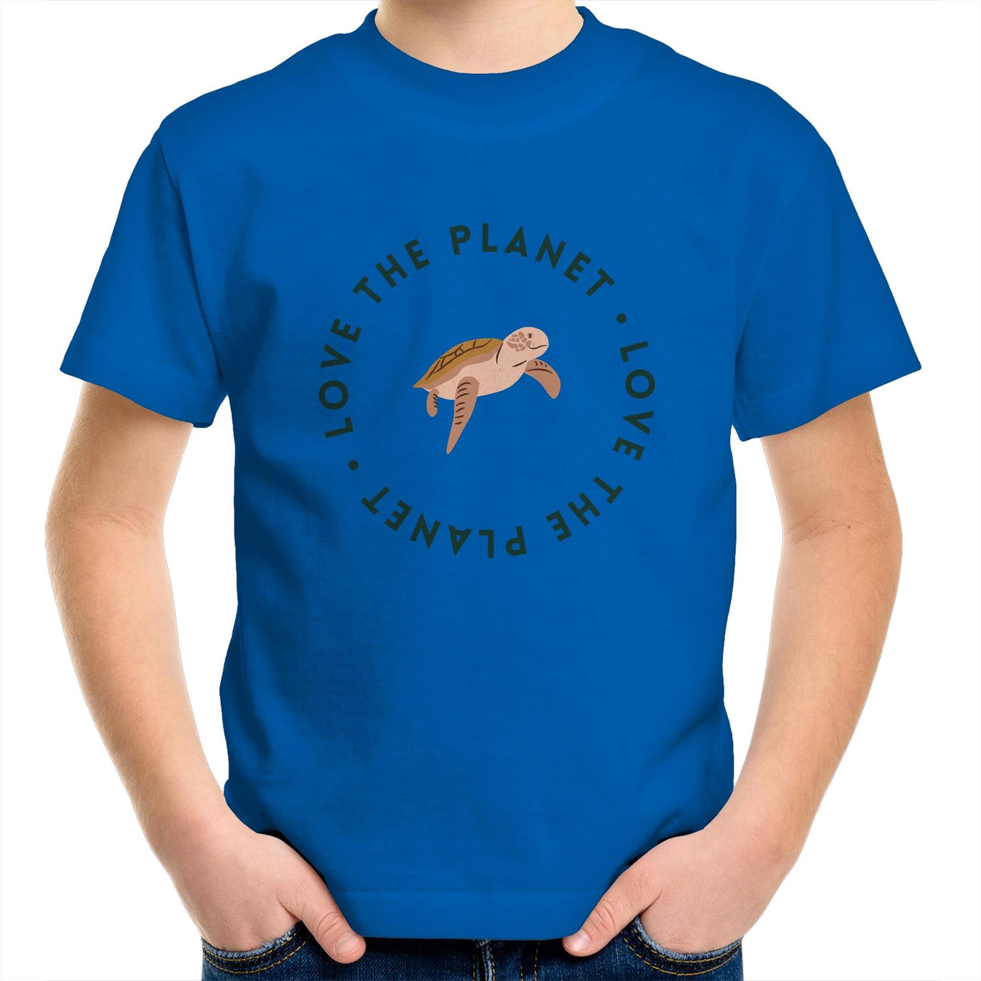 Love The Planet - Kids Youth Crew T-Shirt Bright Royal Kids Youth T-shirt animal Environment